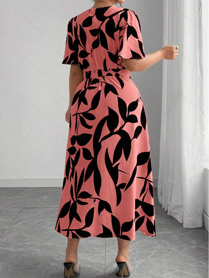 Elegantes europäisches & amerikanisches Übergrößen-V-Ausschnitt-Langkleid