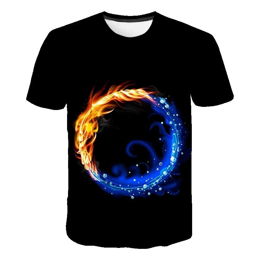 6 M-14 T Kinder Flamme Baby Jungen Und Mädchen Kleidung Sommer 3D Cartoon Kurzen Ärmeln T-shirts Mode lässig Runde Kragen Kleidung