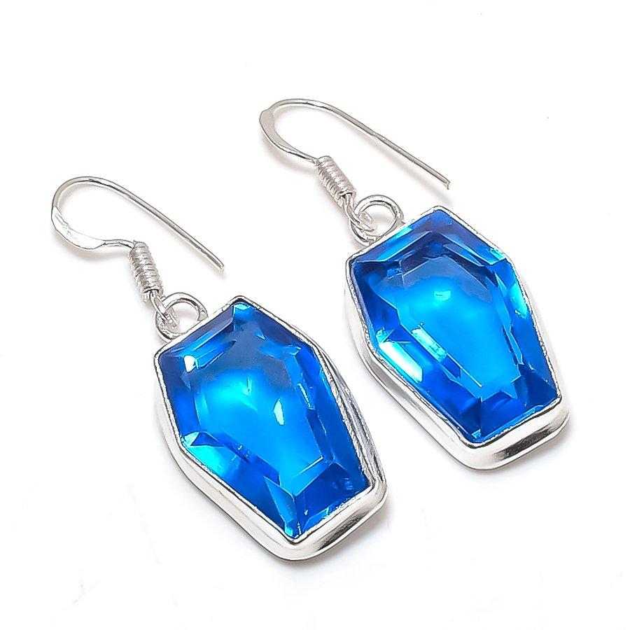 Tanzanite Gemstone 925 Sterling Silver Jewelry Earring 1.58"