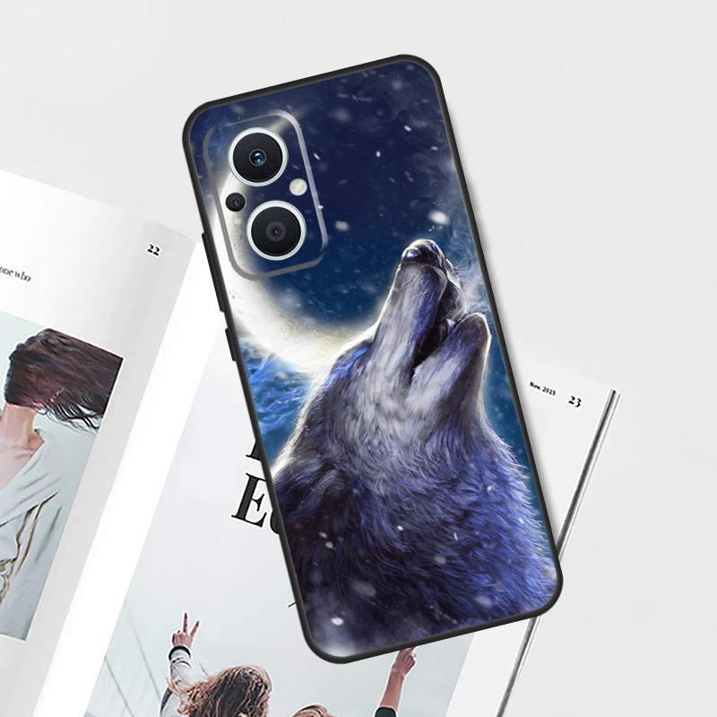 Moon Roaring Wolf Case For OPPO Reno 8T 4Z 5Z 4 5 6 7 8 Lite 10 Pro OPPO Find X6 Pro X2 X5 Lite X3 Neo Cover