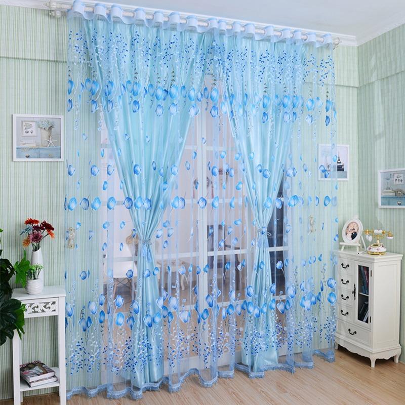 Elegant Modern Tulle Curtains For Living Room Bedroom Kitchen Green Leaf Sheer Curtains For Window Tulle Curtains Drapes