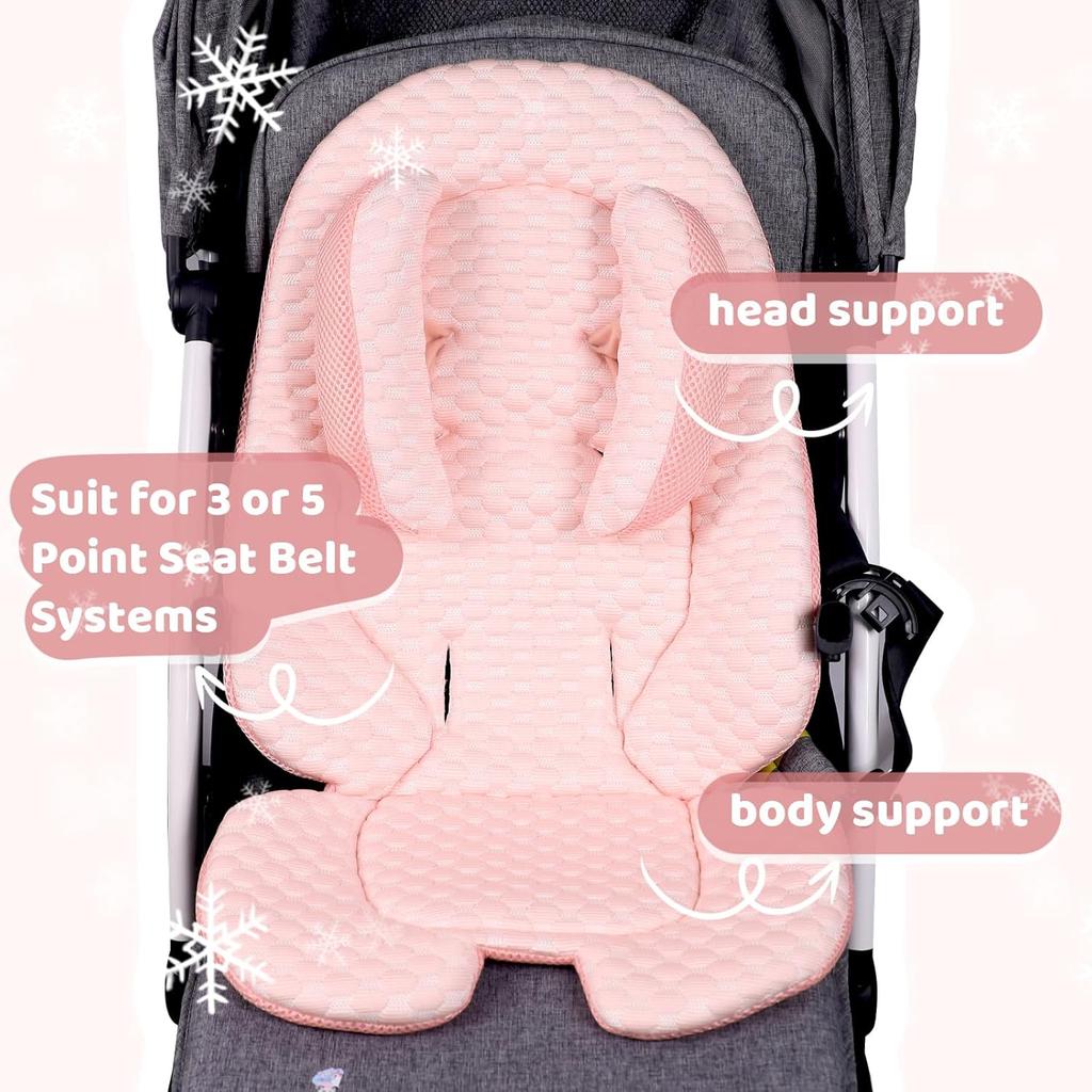 KAKIBLIN Infant Car Seat Insert for Baby To Newborn,Baby Head Support with Baby Head Pillow Breathable Fabric Baby Car Seat Head Support, Baby Car