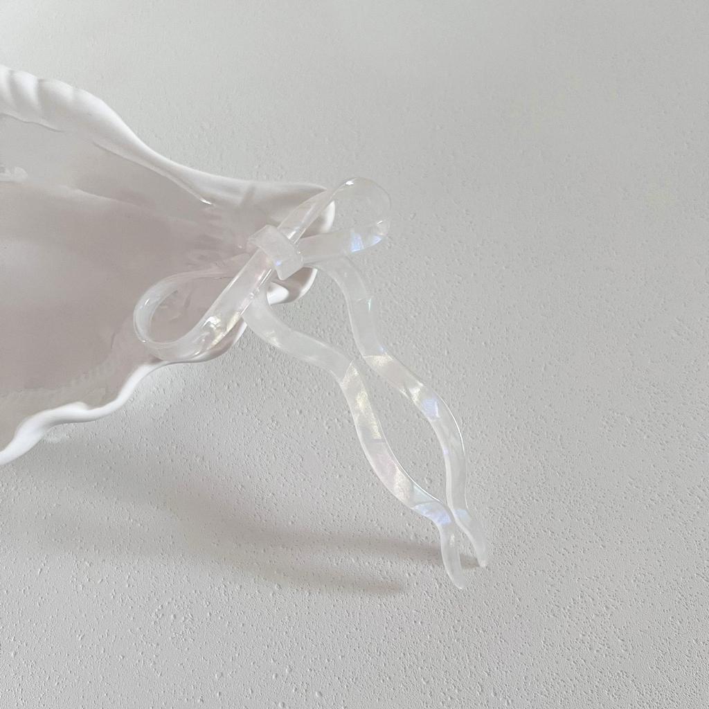 Summer Bow Wave U-Shaped Acetate Hairpin - Cute Girly Half-Up Hair Clip Accessory