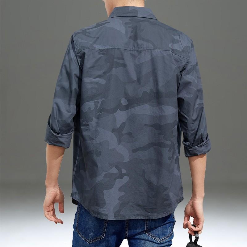 Spring Outdoor Multi-bag Men's Long-sleeved Cotton Camouflage Shirt Men's Fashionable Casual Work Clothes Loose Large Size