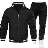 Mens Casual Tracksuit Long Sleeve Zip Jacket Pants Set Sportswear