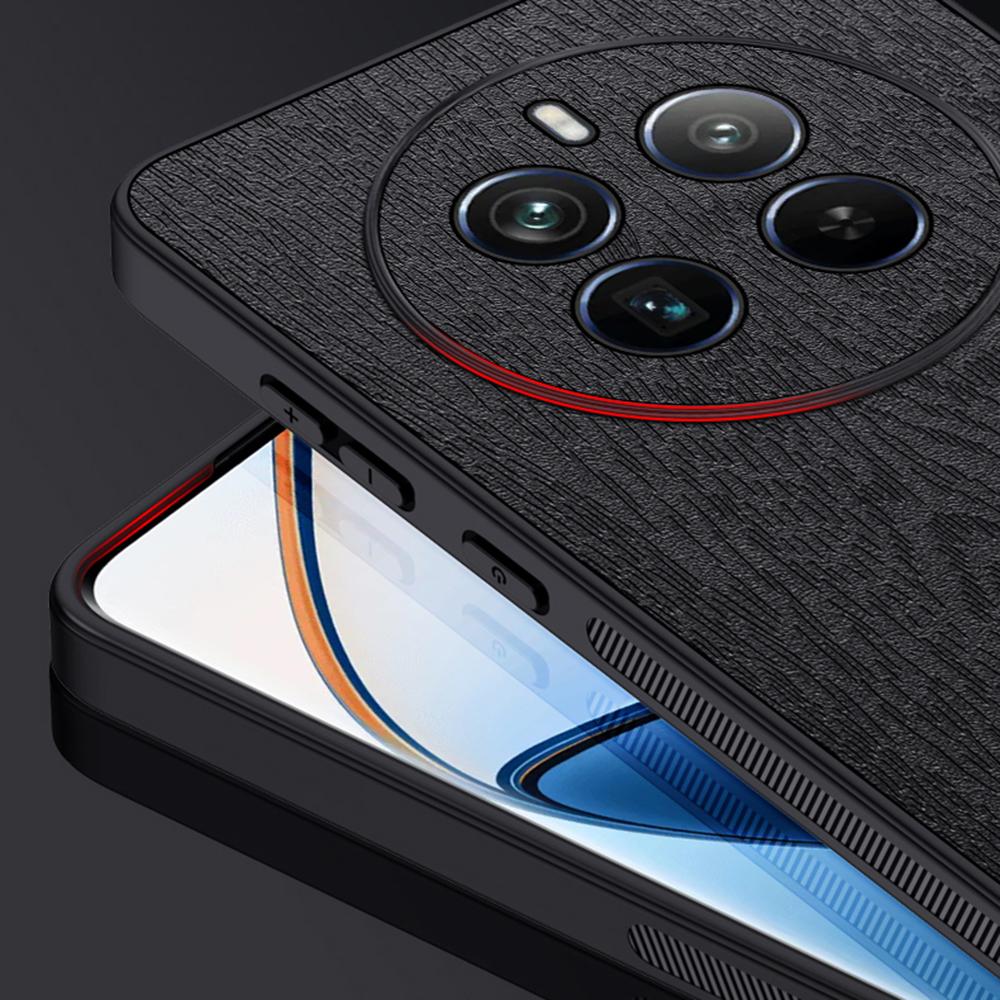 For Realme 12 Pro 5G/12 Pro+ 5G Case Wood Texture Leather+PC+TPU Anti-Drop Phone Cover