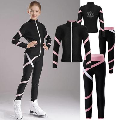 Ensemble de vêtements de sport 2 pièces pour enfants, patineuse athlétique, veste d'entraînement de Fitness, manteau avec Legging, maillots de bain de gymnastique, tenues de sport