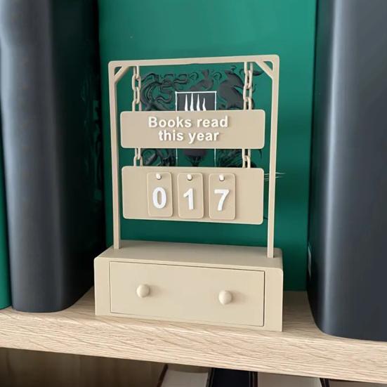 Book Read Tracker 3D Printed Shelf Sign Chapter Counter Book Read This Year Tracker with Interchangeable Number Sets Gift for Book Lovers