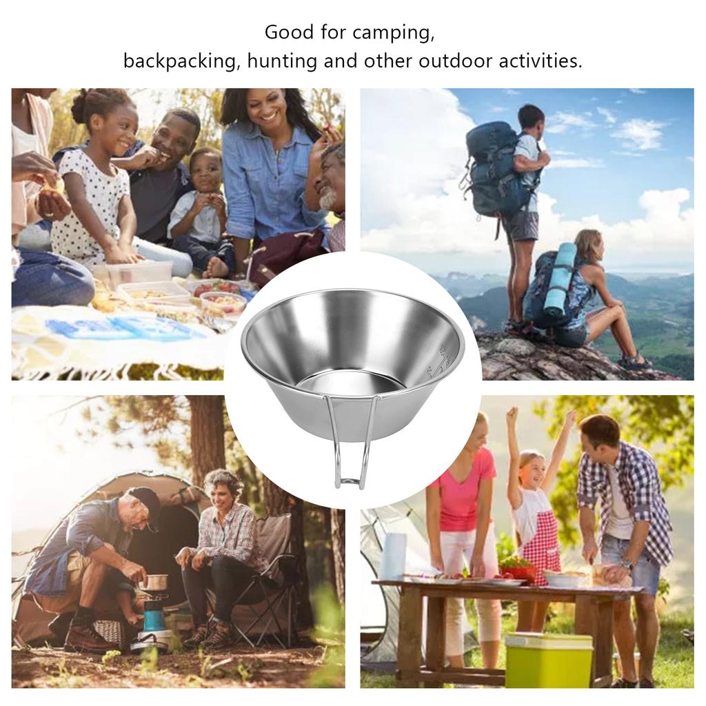 Stainless Steel Camping Sierra Cup Stackable Portable Stainless Steel Sierra Cup with Scale and Handle 310ml