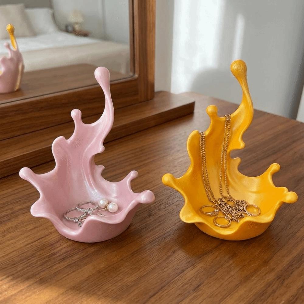 3D Printed Water Splash Trinket Holder Wave Shaped Earring Necklace Storage Dish  Bedroom