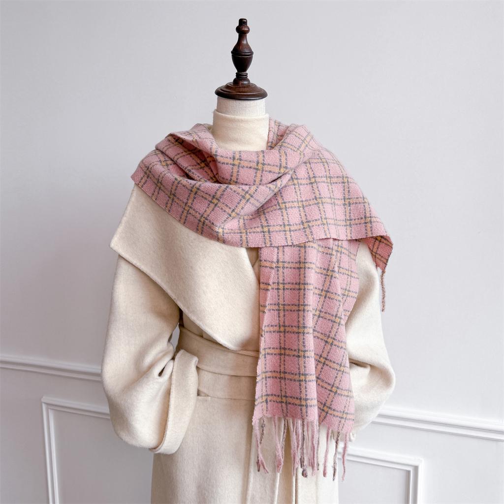 New Luxury Winter Women Scarf Thick Warm Tassels Shawls Pashmina Stripe Designer Neckerchief Cashmere Lady Outdoor