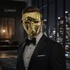 Spiegel Mozaïek Glitter Masker Halloween Discobal Masker, Ademend Maskerade, Kostuum Accessoire Feest voor Dansuitvoering, Club Nacht Gouden Gezicht