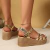 Fashion Plus Size 2025 Platform Women's Buckle Strap Sandals Summer Wedges Mixed Colors Weave Sandals for Hot Sale Daily Casual Shoes