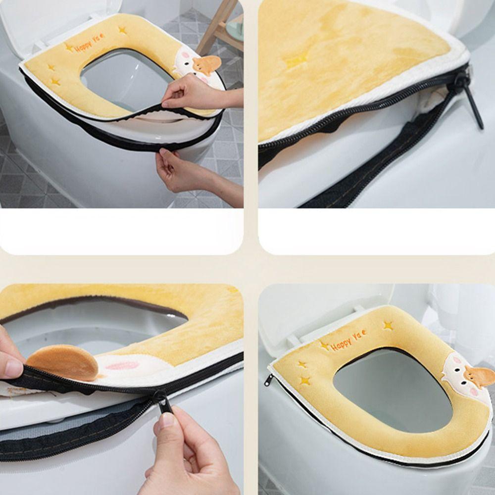 Cartoon Plush Toilet Cover Gasket Reusable Toilet Cushion Cover Duck Toilet Seat Cover  Lavatory