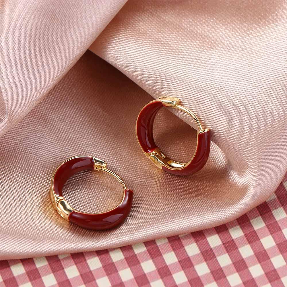 Simple Vintage Circle Enamel Oil Drop Earrings Korean Style Earrings Hoop Ear Buckle Women Jewelry