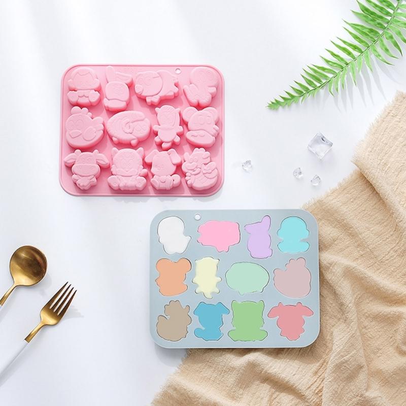 Silicone Fondant Molds Chinese Zodiac Shape Chocolate Moulds Candy Molds Silicone Material for DIY Hand-Making Use