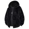Autumn and winter stand-up collar fleece casual jacket fleece hooded leopard print cardigan fashion loose plush jacket