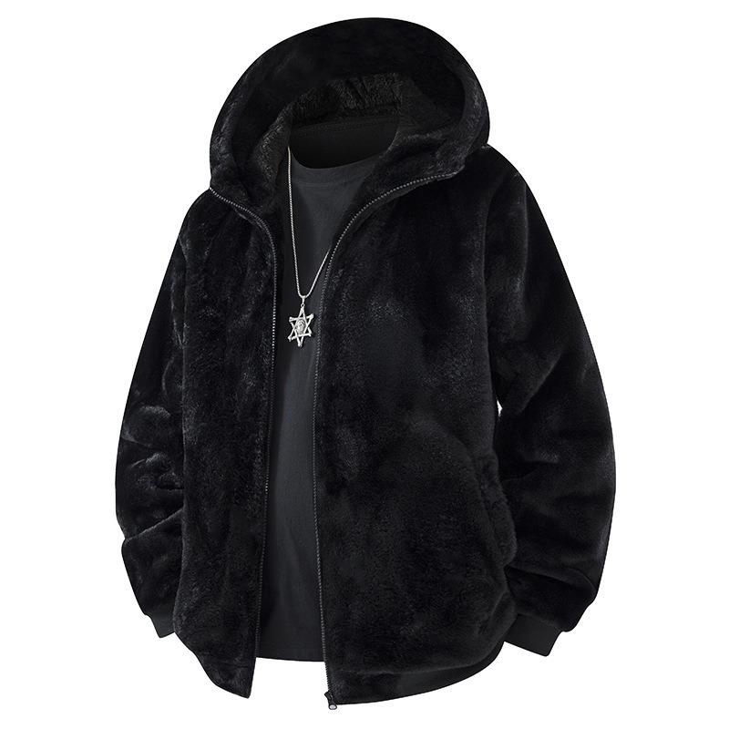 Autumn and winter stand-up collar fleece casual jacket fleece hooded leopard print cardigan fashion loose plush jacket