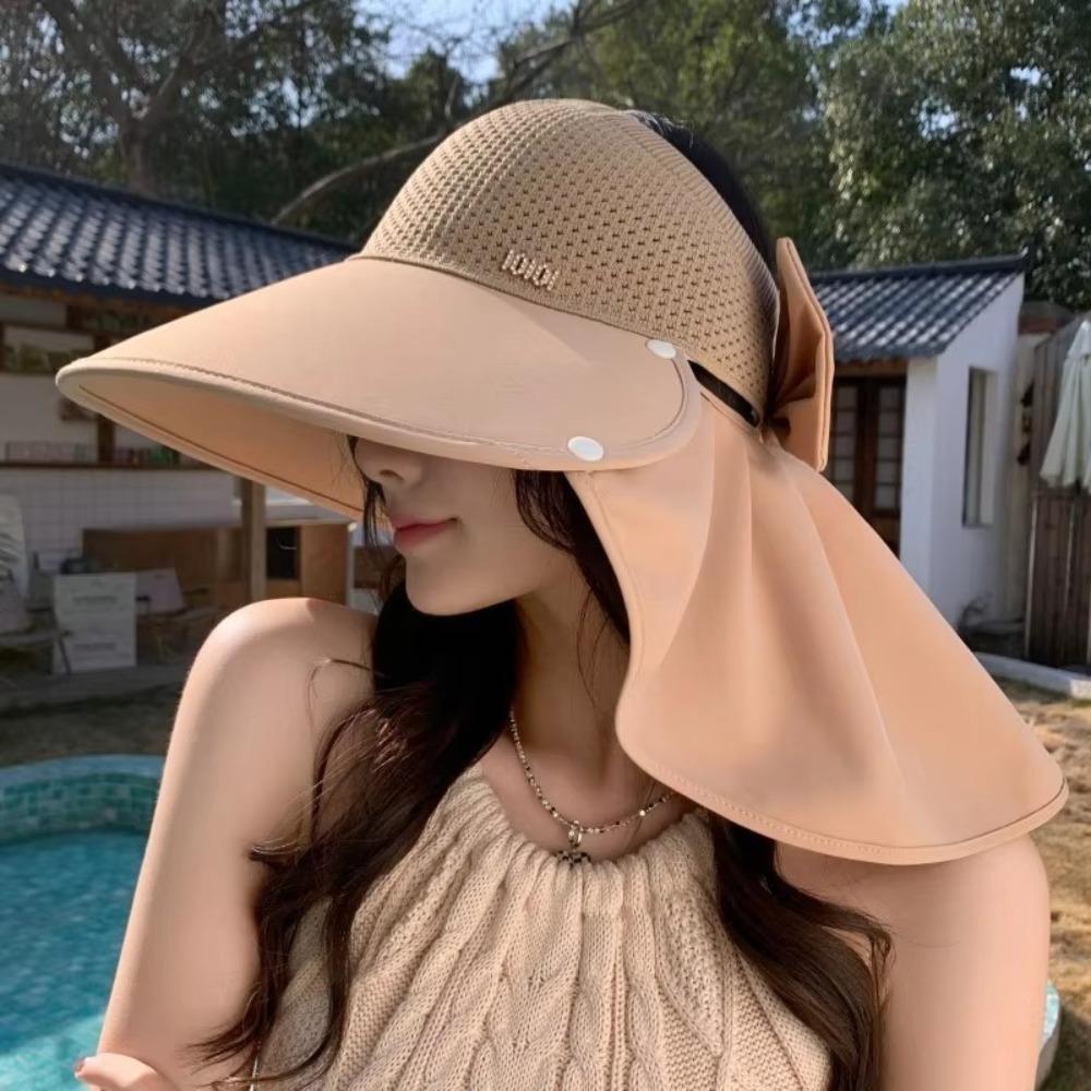 Large Bowknot Bucket Hat Breathable Visor Hat Casual Beach Sun Cap  Women