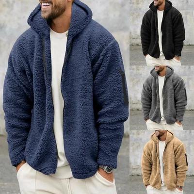 Jacke Herren Winterjacke Herbst Winter Doppelseitige Fleece Warme Jacke Lockere Kapuze Freizeitjacke Bequemer Stoff