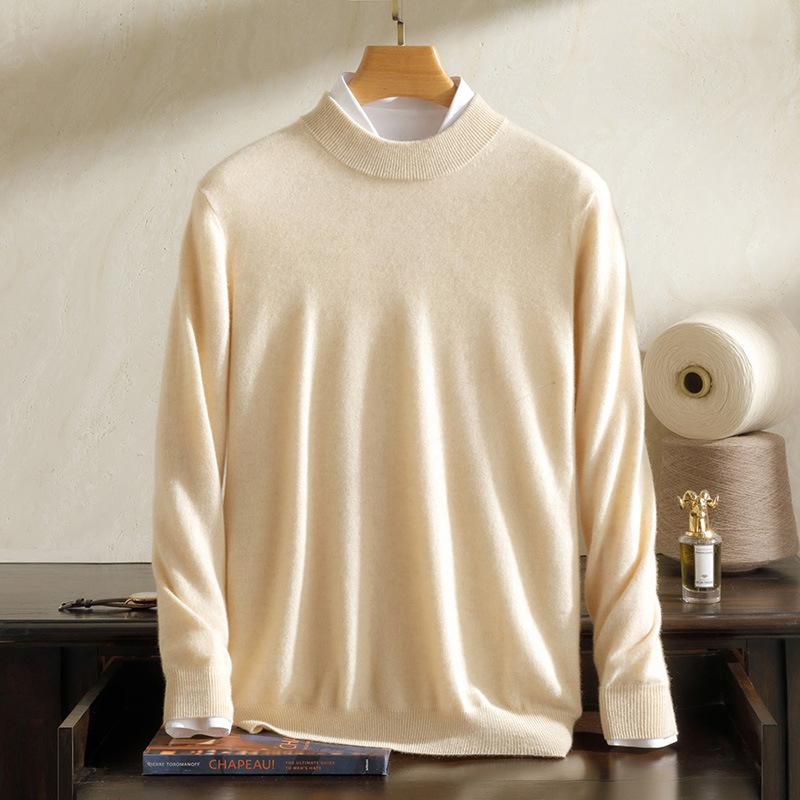 New 100 cashmere sweater semi-turtleneck teen high-end pure cashmere sweater men