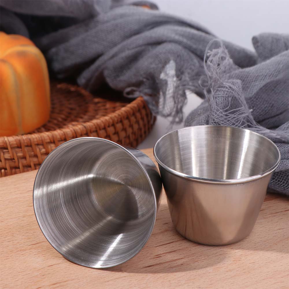 12PCS/SET 304 Stainless Steel Barbecue Dipping Cup Stainless Steel Seasoning Dish Outdoor Use
