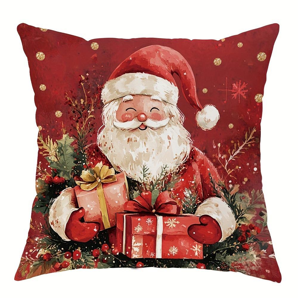 Christmas Decoration Pillowcase Santa Claus Snowman and Gift Pillow Cover Sofa Cushion Suite Room New Year Home Decoration