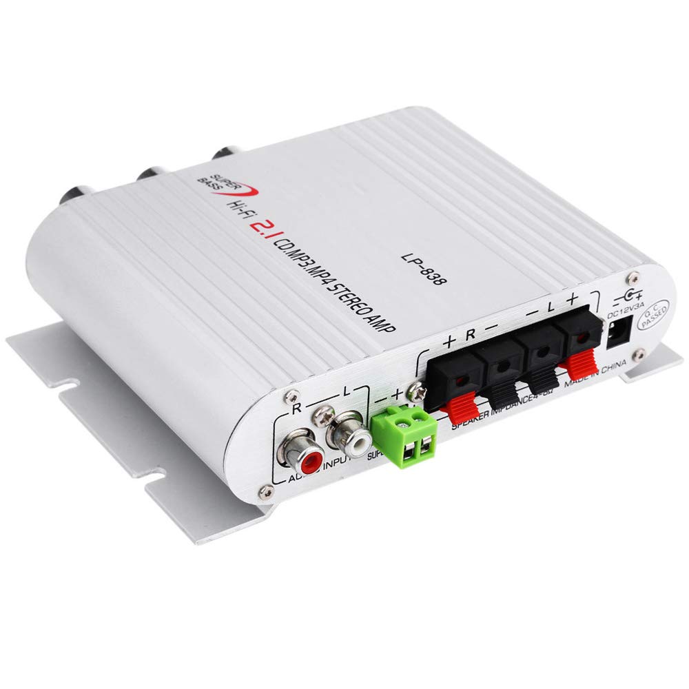 PolarLander Power Car Amplifier MP3 Radio Audio Stereo Bass Speaker Booster Player for Bike Home No Power Plug Hi-Fi 2.1