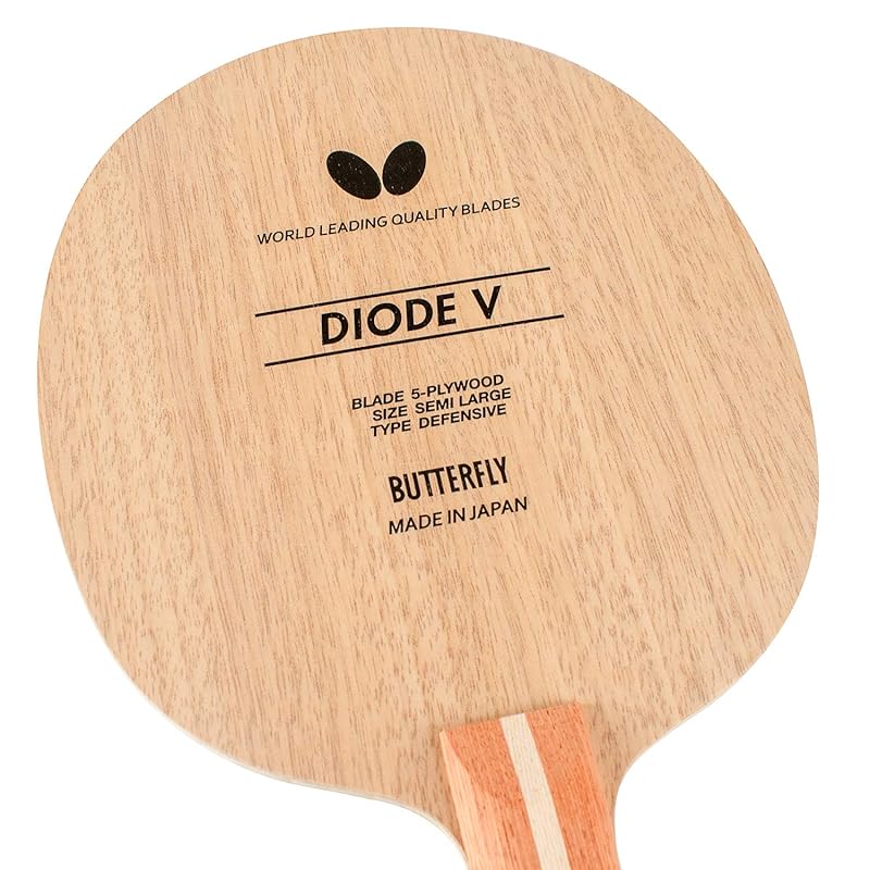 Butterfly Diode V Shakehand Table Tennis Racket, Cuttable, 5-Ply Straight Wood, Large Ball Compatible, 36964