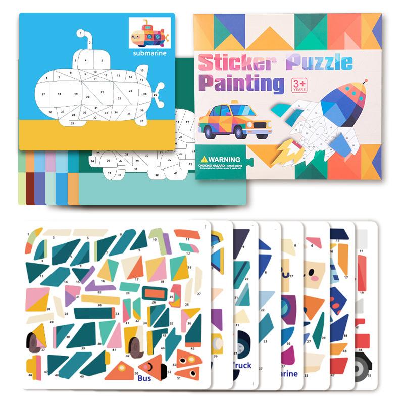 

New Training Game Paper 3D Geometric Sticker Books Handmade Montessori DIY Paste Material Kit Cute Animals Sticker Book Kids