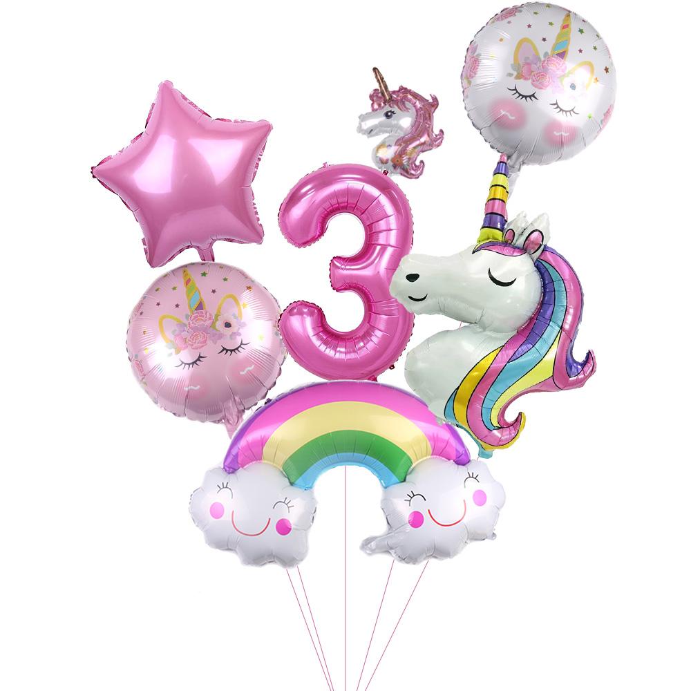 Cartoon Rainbow Unicorn Birthday Decoration Balloon Unicorn Plate Tablecloth Cake Decoration Party Supplies Birthday Gift