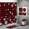 4PCS  Shower Curtain Sets With Shower Curtain And Rugs Toilet Lid Rug U Shape Mat And Bath Mat Bathroom Set  With 12 Hooks