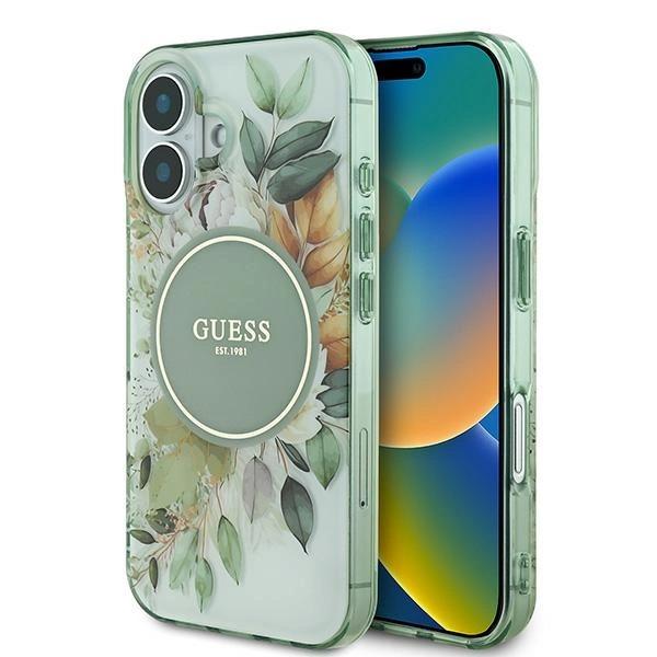 Guess Guhmp16Mhfwbdcen Iphone 16 Plus6.7 Zielony/Green Hardcase Iml Flower & Tonal Circle Magsafe