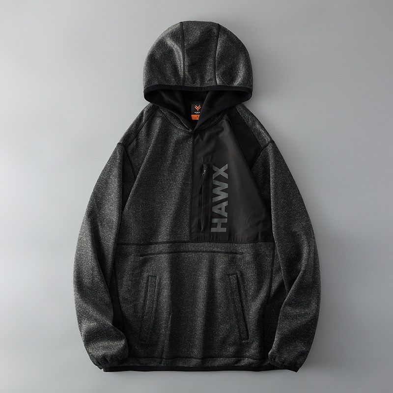 American Hooded Sweatshirt Men s Quick-Drying Spring and Autumn Long Sleeves Pullover Trendy Export Export Men s Double-Sided Outwear Grey L