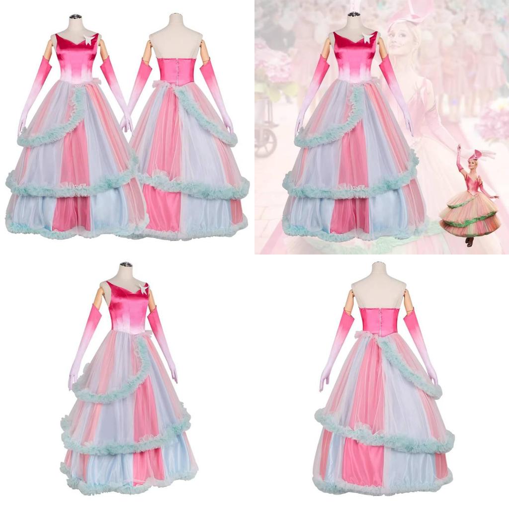 Wicked Glinda Cosplay Dress For Halloween Anime Role Play