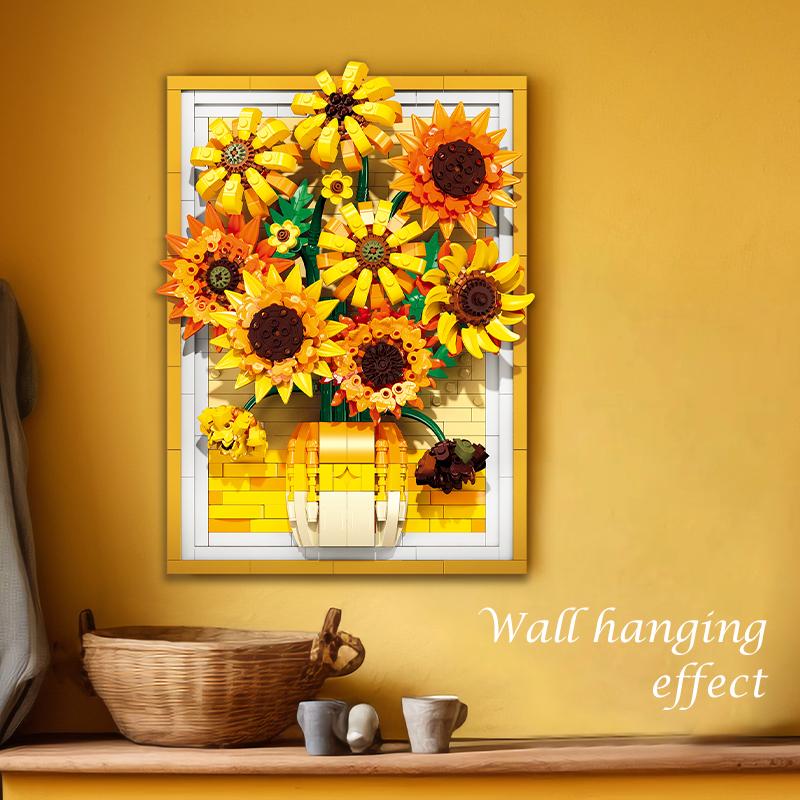 Sunflower Art 3D Model Building Blocks Decor DIY 3D Artistic Beauty, Ideal Indoor Creative Decoration with Memorial Significance