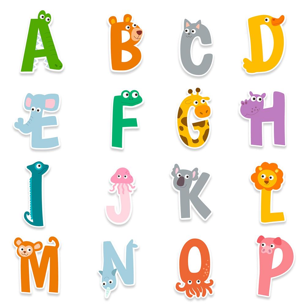 52 English Letters Learning Stickers Wall Cabinet Refrigerator Water Cup Decoration Stickers Waterproof