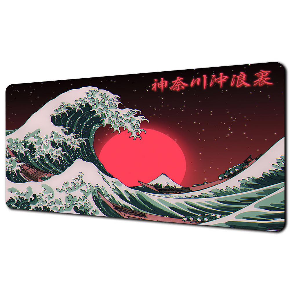 Great Wave Black Desk Mat Mousepad Japanese Art Mouse Pad Rubber Mat Mouse Carpet Table Pads Pc Mats 900x400 Office Accessories