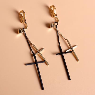 Gothic Vintage Cross Cuff Earrings For Women Men Jewelry Without Piercing Ear Clips Jewelry