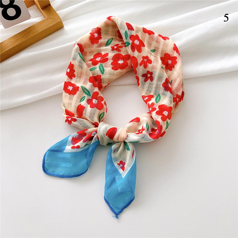55cm Cotton Linen Handkerchief Print Square Neck Scarf Women Small Shawls Hair Scarfs Female Bag Scarves Head Scarf Bandanas
