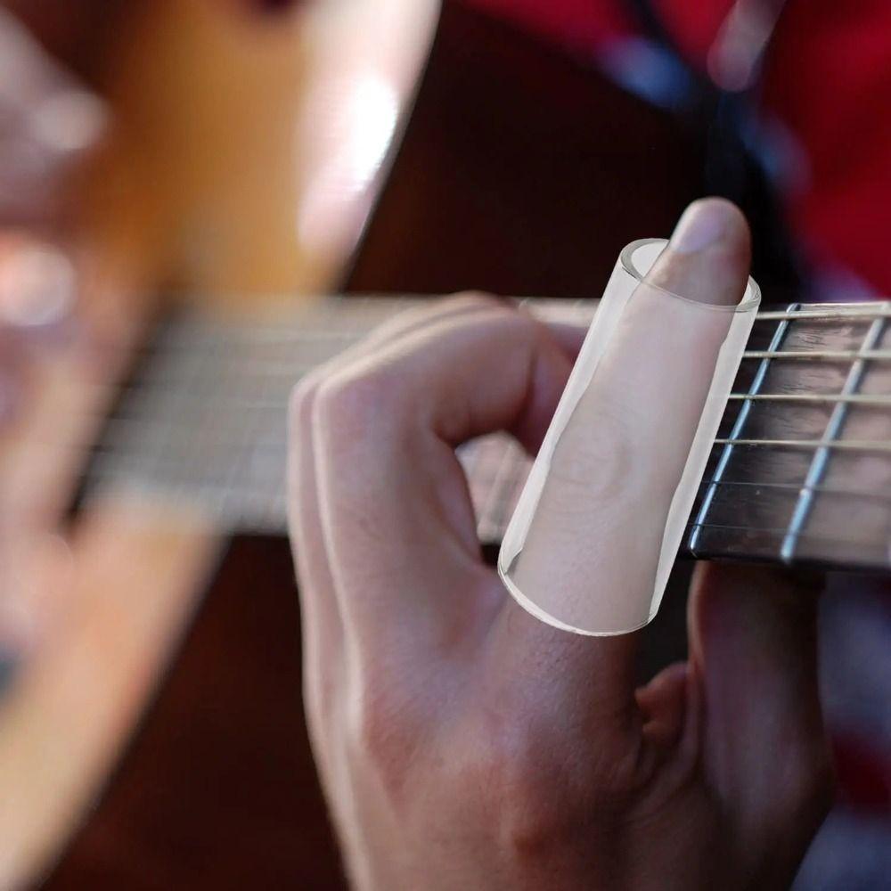 2Pcs 60mm Length Guitar Pick Tube Glass Guitar Finger Sliders Guitar Slide Bar Set Beginners