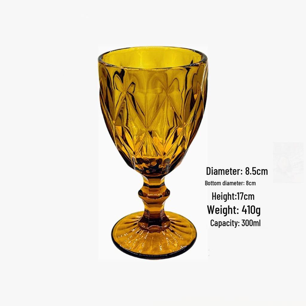 Vintage Embossed High-Footed Red Wine Glass with Bubbles - Wedding Decoration, Child-Friendly, Thickened Design