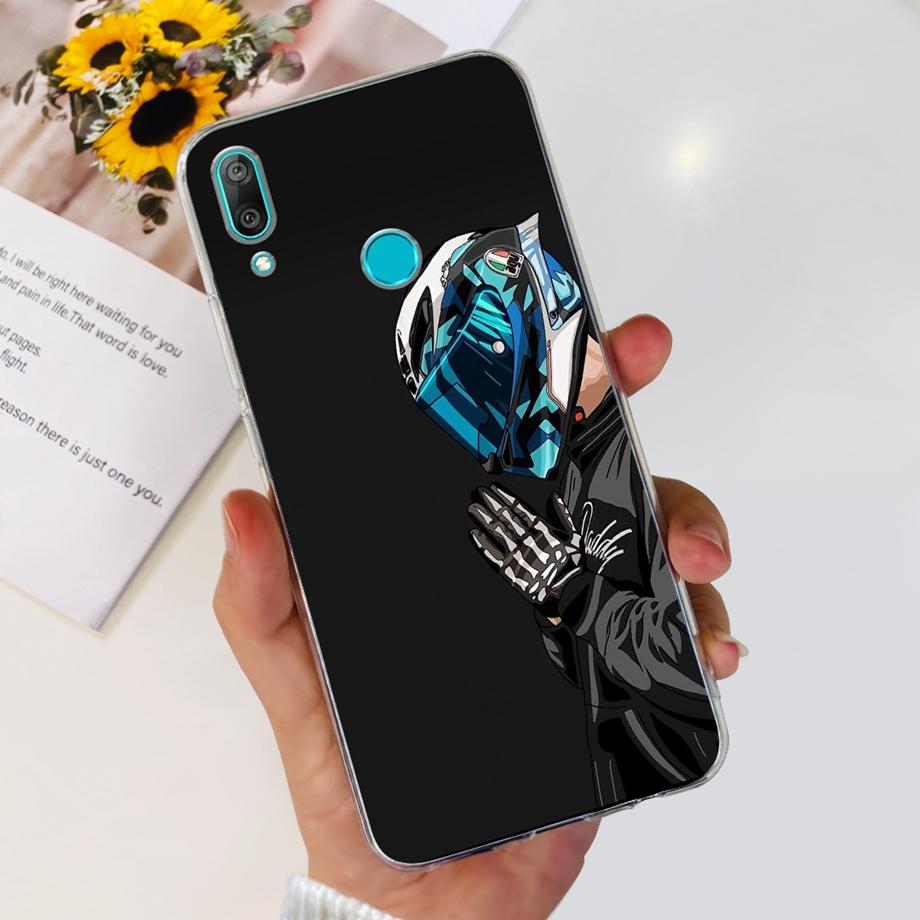 For Huawei Y7 (2019) Phone Case Huawei Y7P 2020 Back Cover Transparent Slim Soft TPU Rubber Bumper Child Fashion Cartoon Pattern