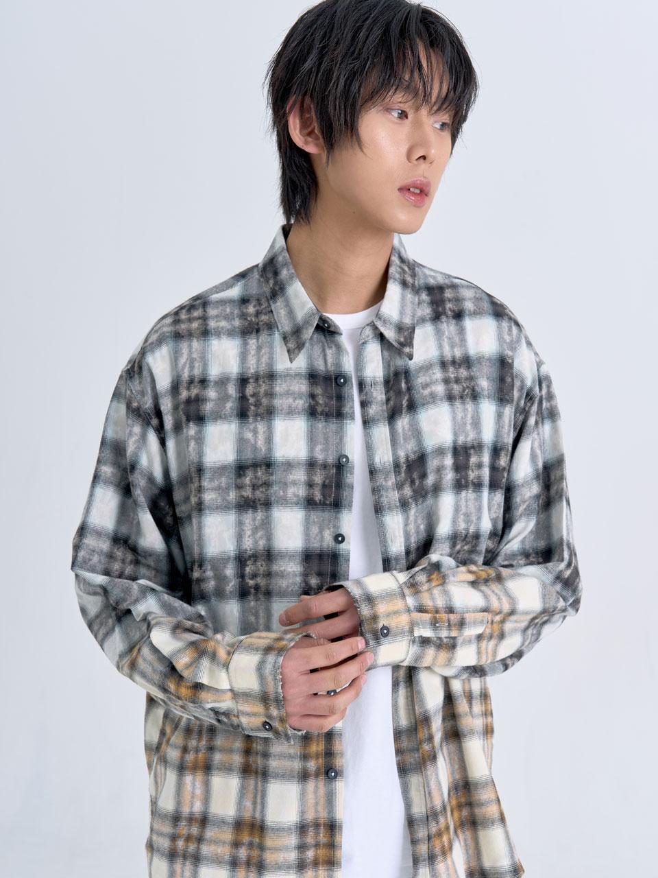 Inexis Vintage Ombre Check Shirt (Black) Free