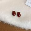 2024 Exquisite High-End Retro Silver Needle Red Heart Flower Earrings for Women