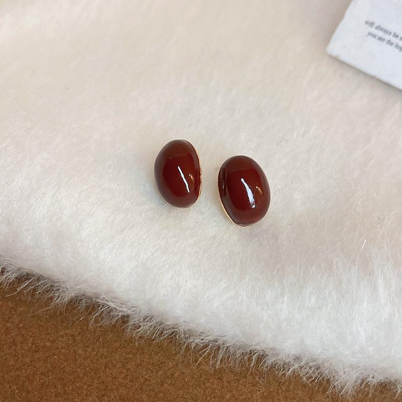 2024 Exquisite High-End Retro Silver Needle Red Heart Flower Earrings for Women