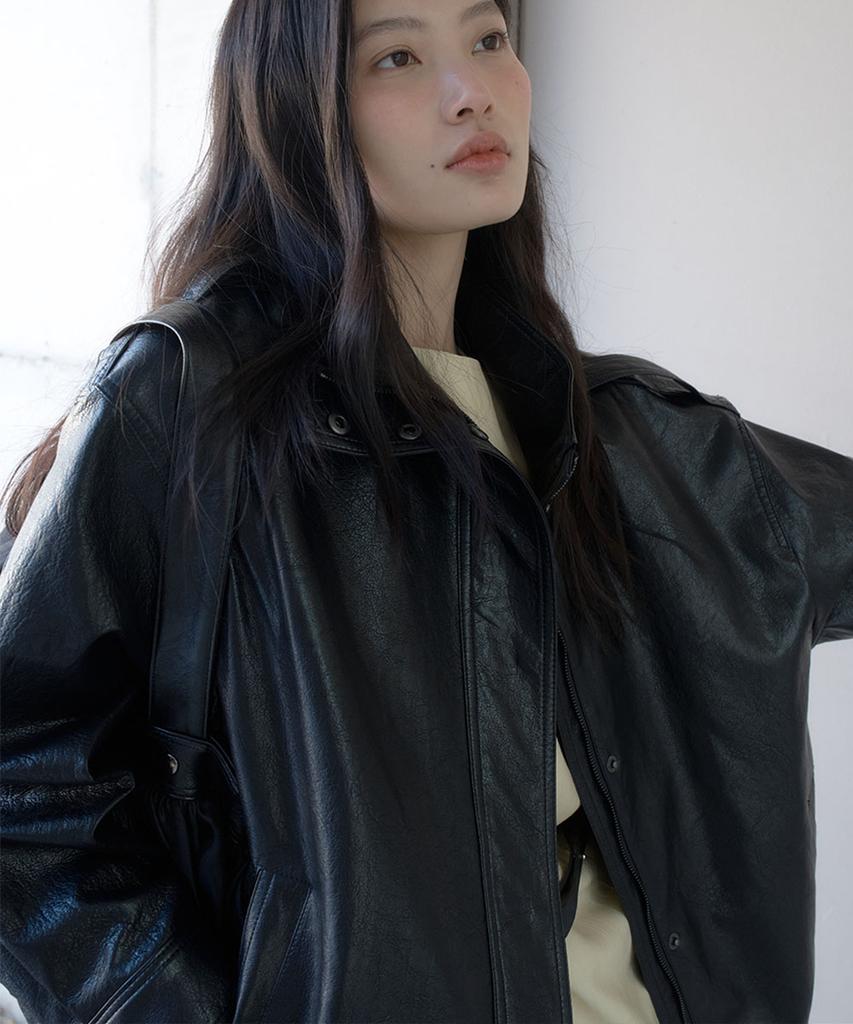The N:L Turn Leather Jacket - [Black]