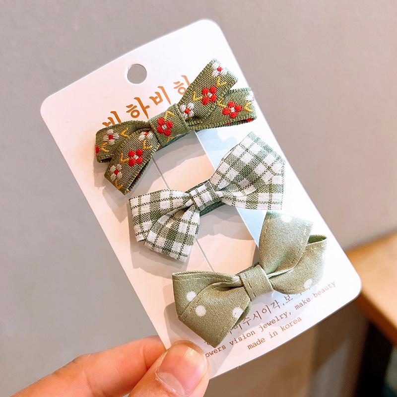 3pcs/set Ins Bow Hair Pin for Children Girl Tie Bow Floral Solid Color Hair Clips Baby Bang Side Clip Kid Girl Hair Accessories