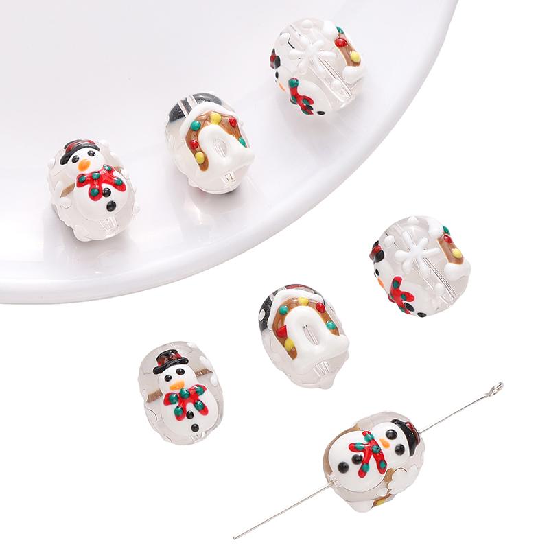 1pc/bag Christmas Series Glazed Colored Hand-Painted Beads DIY Bracelet Necklace Earrings Jewelry Accessories