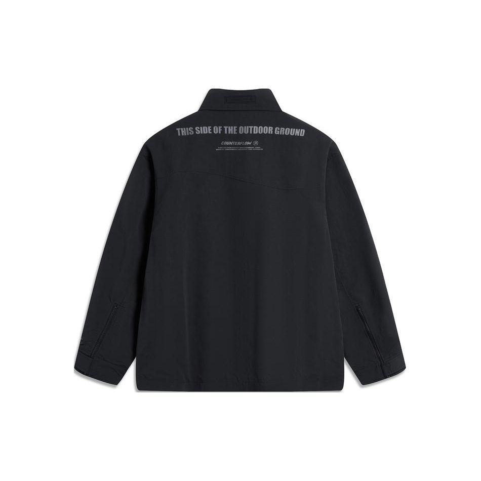 Li Ning CF Outdoor Water-Resistant Solid Color Casual Sports Zip-Up Long Sleeve Jacket Men Jackets Black AJDU247-3